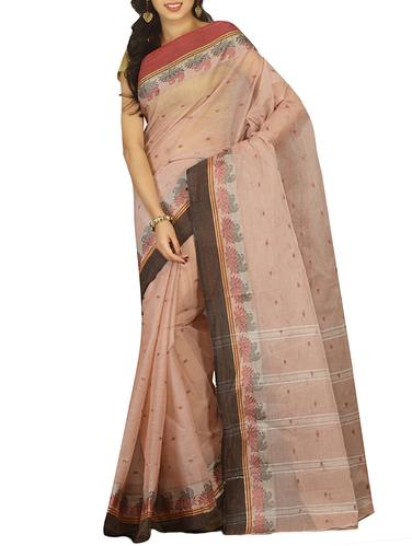 contrast paisley border tant saree with blouse - 15412345 - Very Small Image - 1
