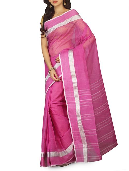 contrast jacquard border tant saree with blouse - 15412363 - Standard Image - 1