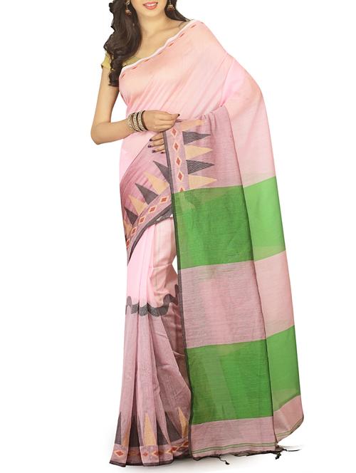 geometrical border tant saree with tassels with blouse - 15412389 - Very Small Image - 1