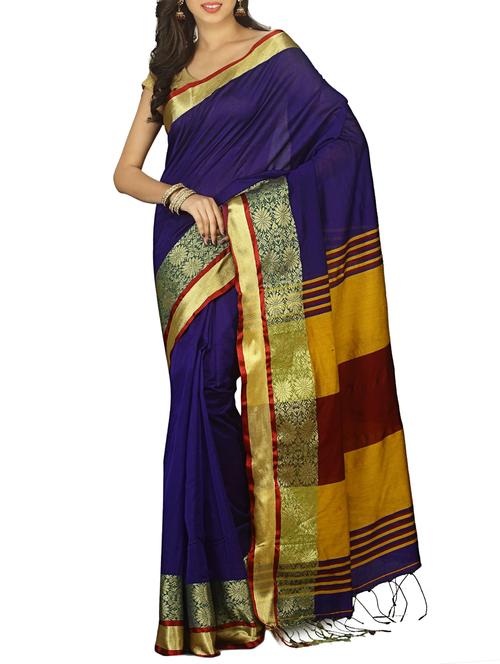 floral zari border tant saree with tassels with blouse - 15412394 - Standard Image - 1