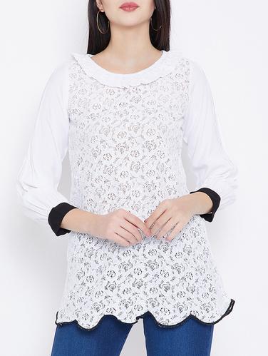 scallop hem contrast cuff tunic - 15412631 - Very Small Image - 1