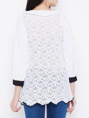 scallop hem contrast cuff tunic - 15412631 - Standard Image - 3