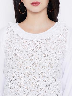 scallop hem contrast cuff tunic - 15412631 - Standard Image - 4