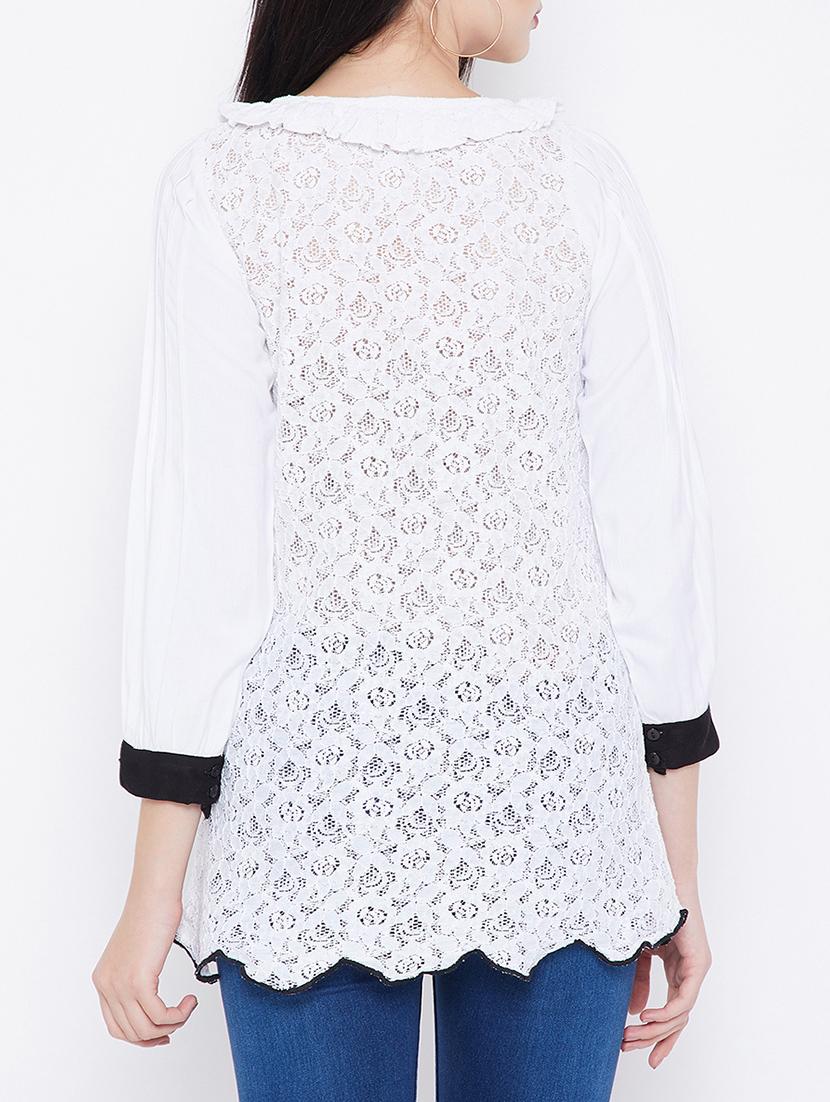 scallop hem contrast cuff tunic - 15412631 - Zoom Image - 3