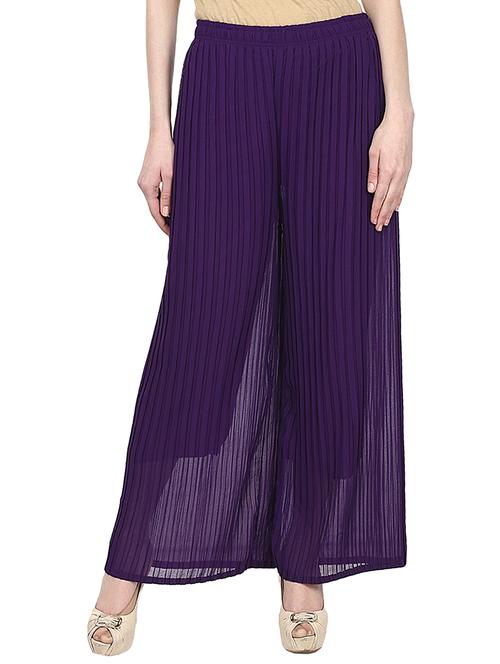 pleated straight palazzo - 15412641 - Standard Image - 1