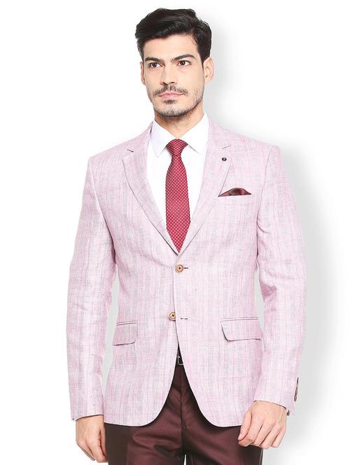 red linen single breasted blazer - 15412823 - Standard Image - 1