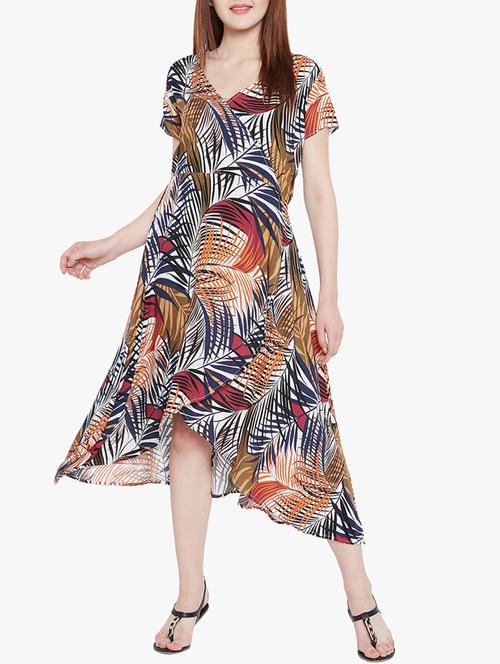 Tropical print asymmetrical dress - 15412837 - Standard Image - 1