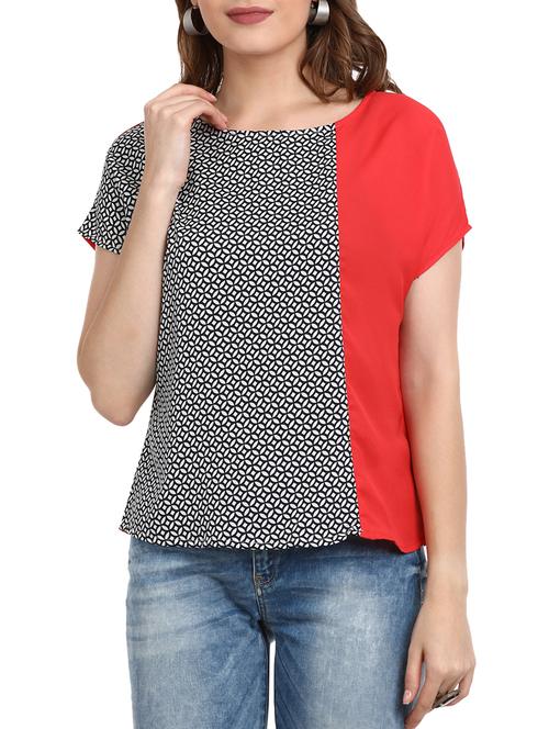 Printed round neck top - 15412848 - Standard Image - 1