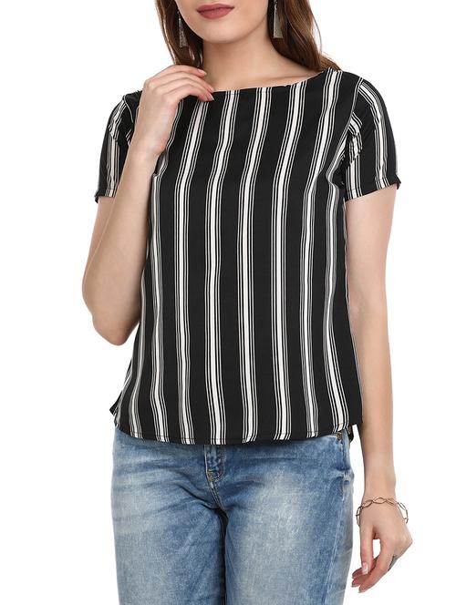 Striped round neck top - 15412850 - Standard Image - 1