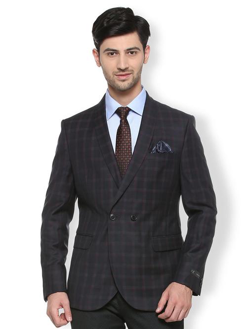 black cotton blend double breasted blazer - 15412858 - Standard Image - 1