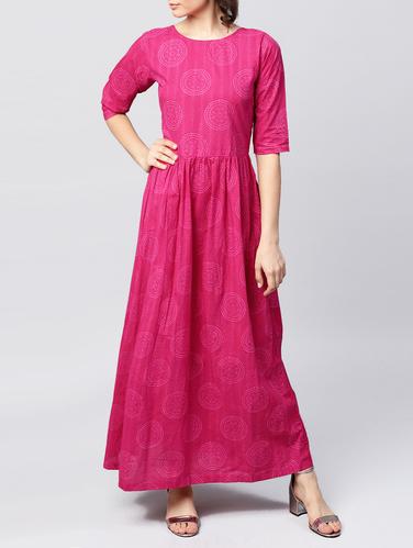 Printed back tie knot maxi dress - 15412932 - Very Small Image - 1