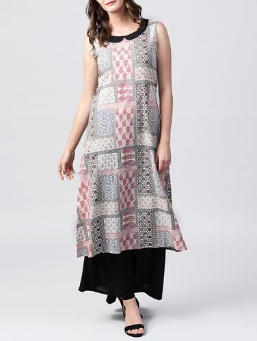 Peter pan collar a-line kurta - 15412973 - Very Small Image - 1