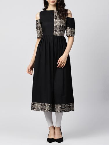 flared cold shoulder kurta - 15412975 - Very Small Image - 1