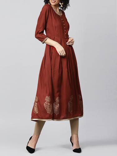 anarkali block printed kurta - 15412995 - Very Small Image - 1