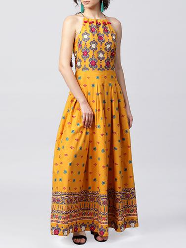 anarkali Printed tassels kurta - 15412996 - Very Small Image - 1