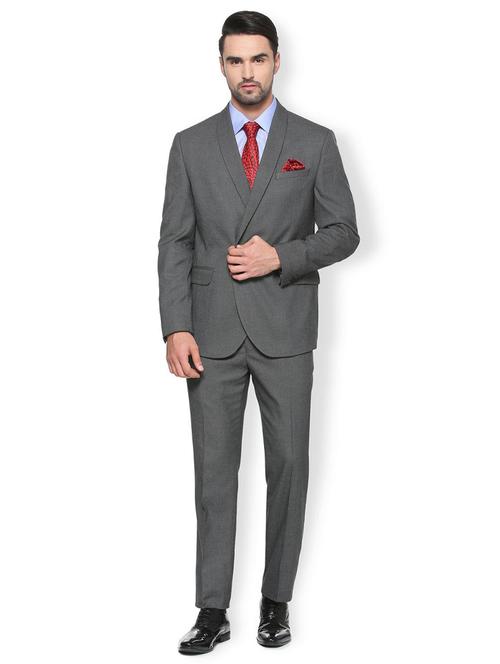 grey polyester blend double breasted suit - 15413070 - Standard Image - 1