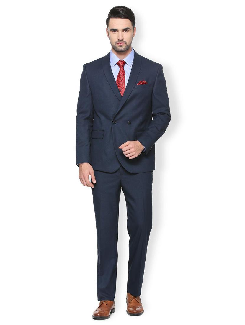 blue polyester blend double breasted suit - 15413072 - Zoom Image - 1