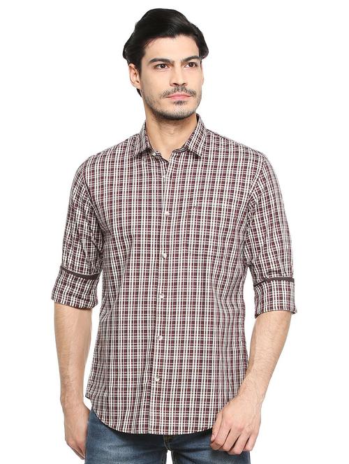 brown cotton casual shirt - 15413107 - Standard Image - 1