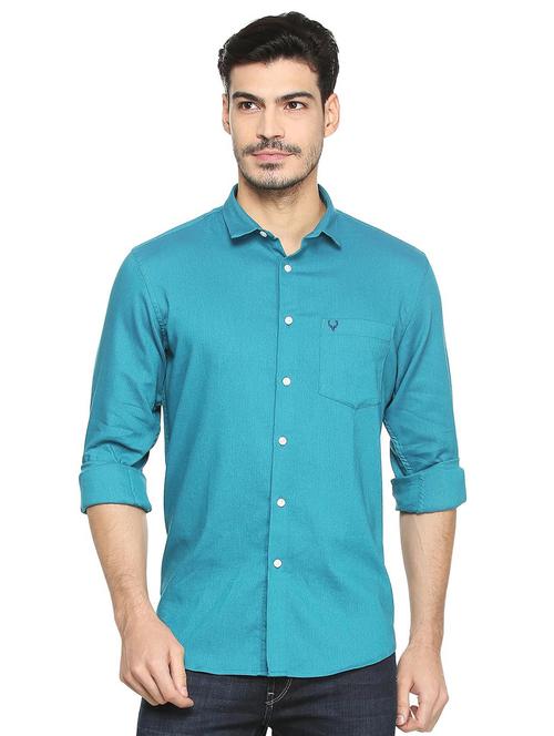 blue cotton blend casual shirt - 15413112 - Standard Image - 1
