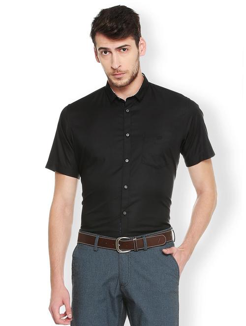 black cotton blend formal shirt - 15413119 - Standard Image - 1