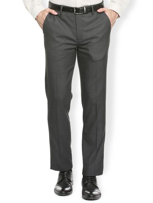 grey polyester blend flat front formal trouser - 15413121 - Standard Image - 1