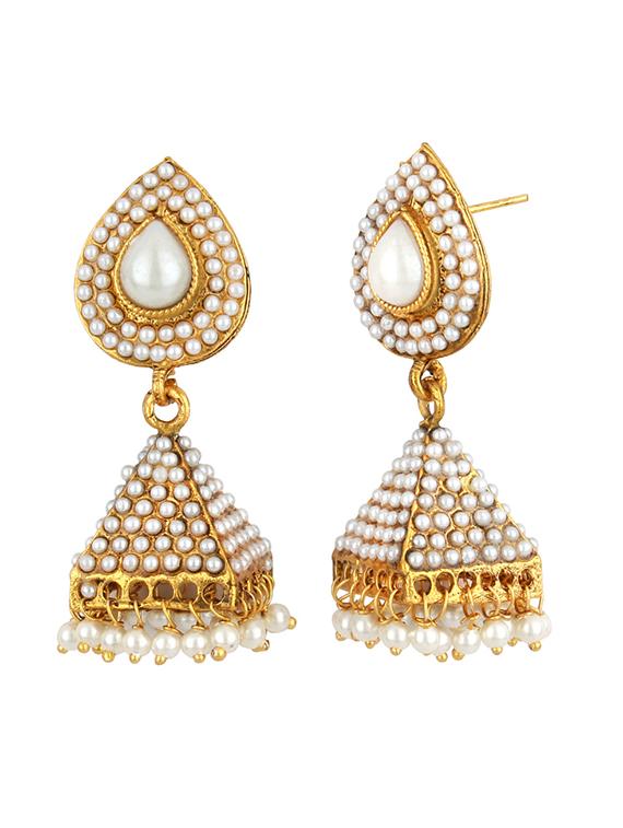 gold tone jhumka - 15413260 - Zoom Image - 2