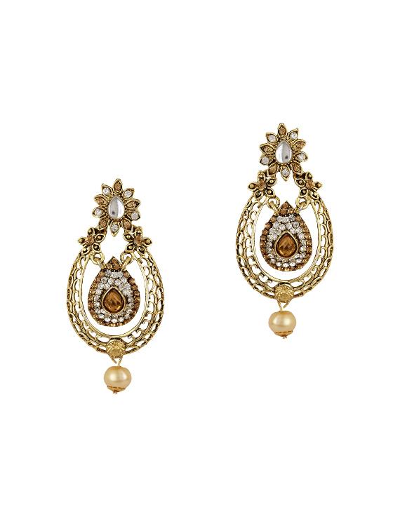 Gold Tone Stone Earrings - 15413288 - Zoom Image - 1
