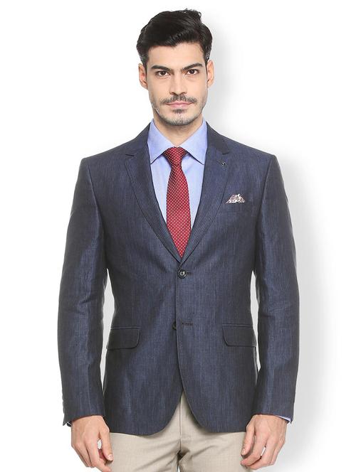 blue linen formal blazer - 15413336 - Standard Image - 1