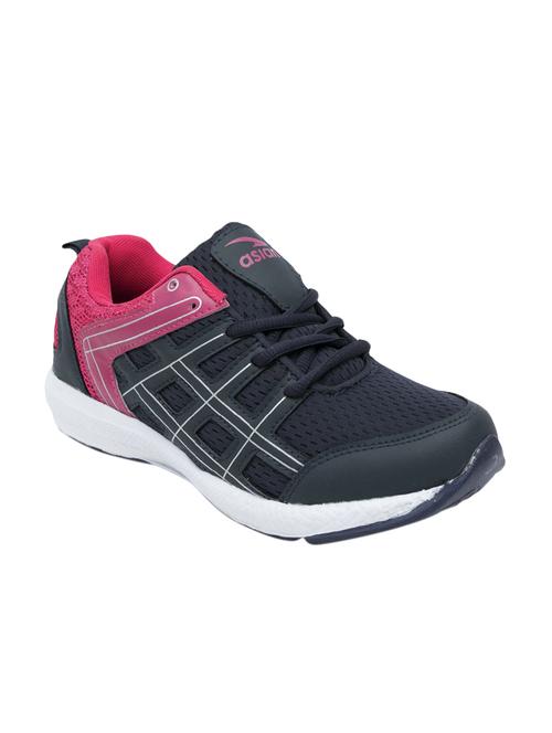 navy lace-up mesh sports shoes - 15413347 - Standard Image - 1
