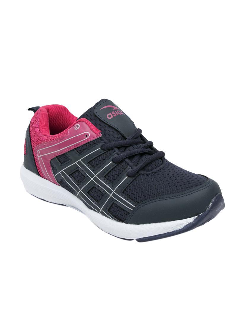 navy lace-up mesh sports shoes - 15413347 - Zoom Image - 1