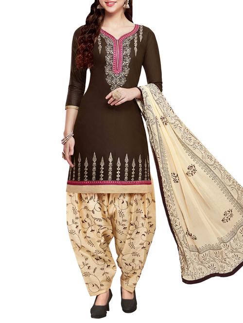 Embroidered semi-stitched salwar suit - 15413352 - Standard Image - 1