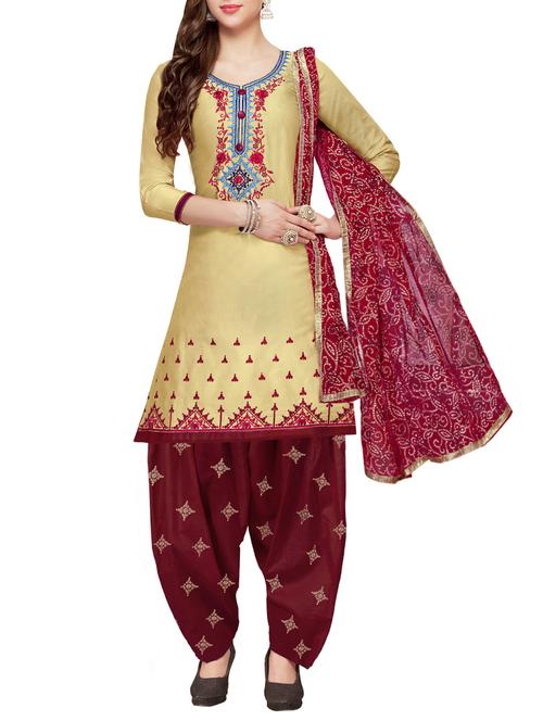 Embroidered semi-stitched salwar suit - 15413357 - Standard Image - 1