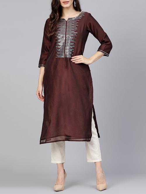 straight sequin work kurta - 15413379 - Standard Image - 1