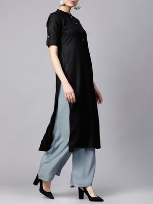 solid straight kurta - 15413433 - Standard Image - 2