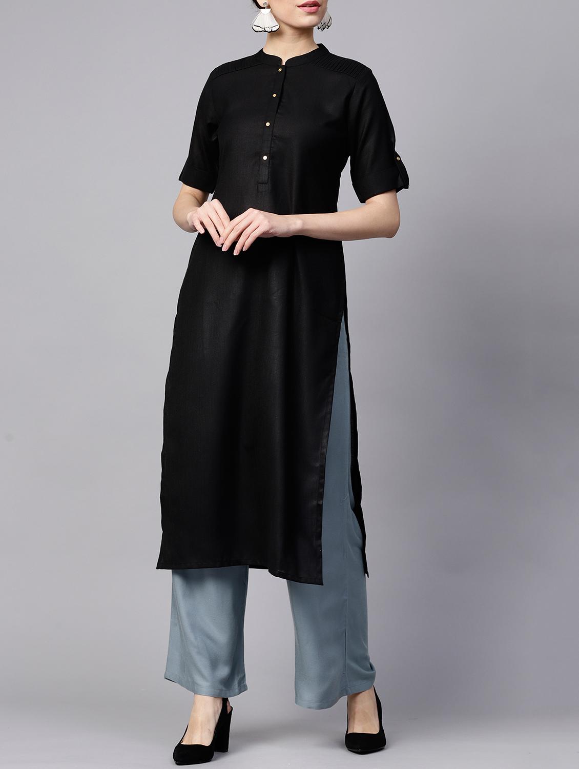 solid straight kurta - 15413433 - Zoom Image - 1
