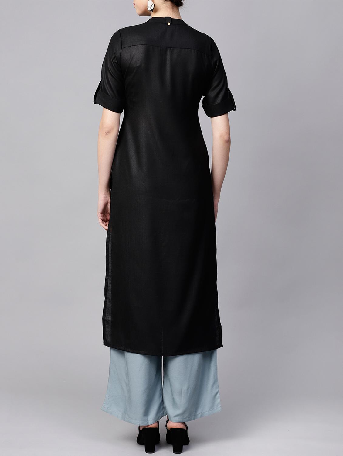 solid straight kurta - 15413433 - Zoom Image - 3