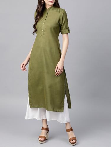 green straight kurta - 15413440 - Very Small Image - 1