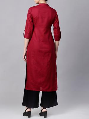solid straight kurta - 15413444 - Standard Image - 3