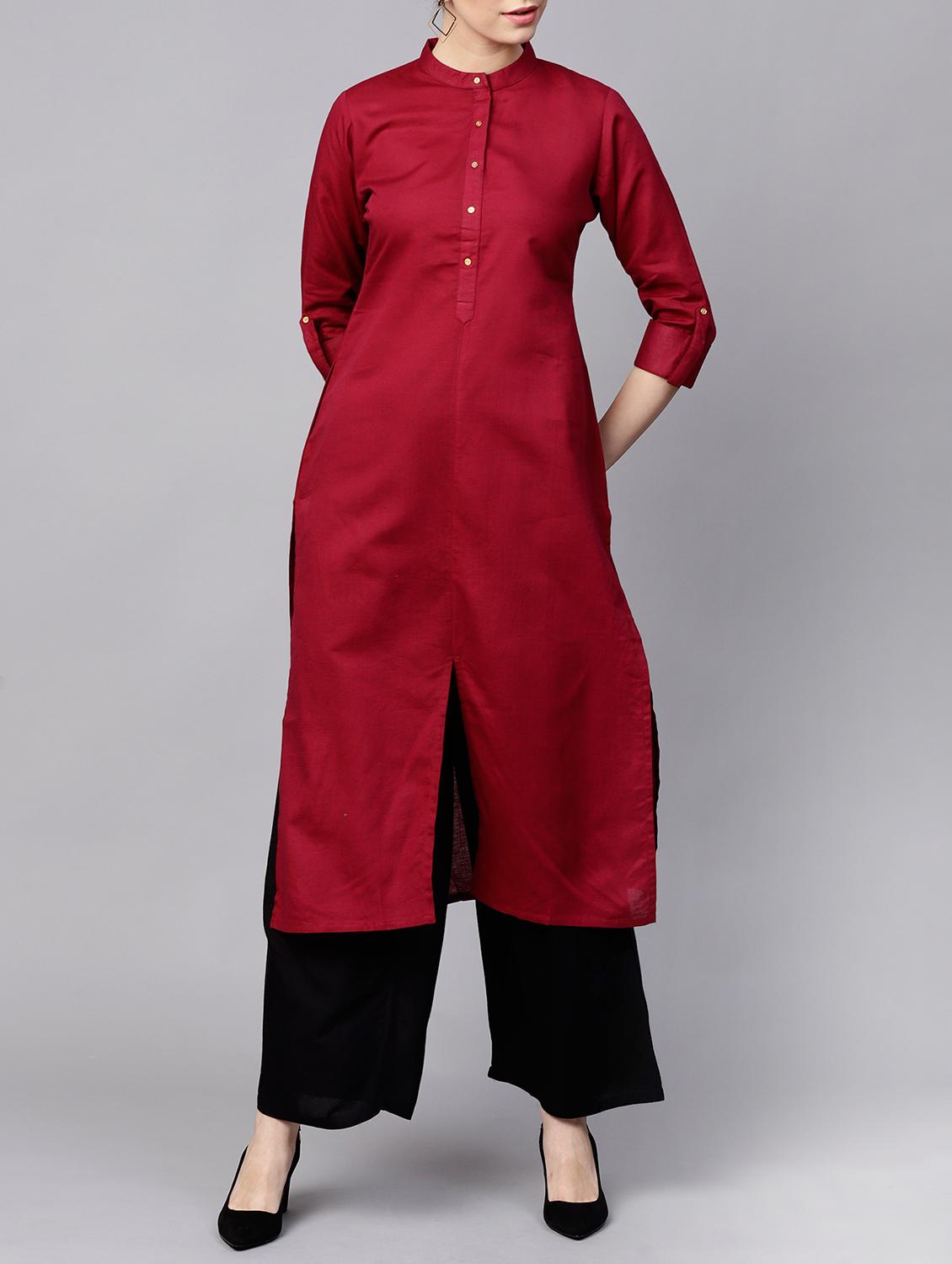 solid straight kurta - 15413444 - Zoom Image - 1