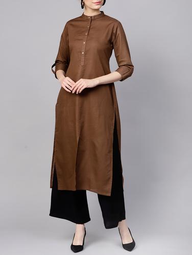 brown straight kurta - 15413445 - Very Small Image - 1