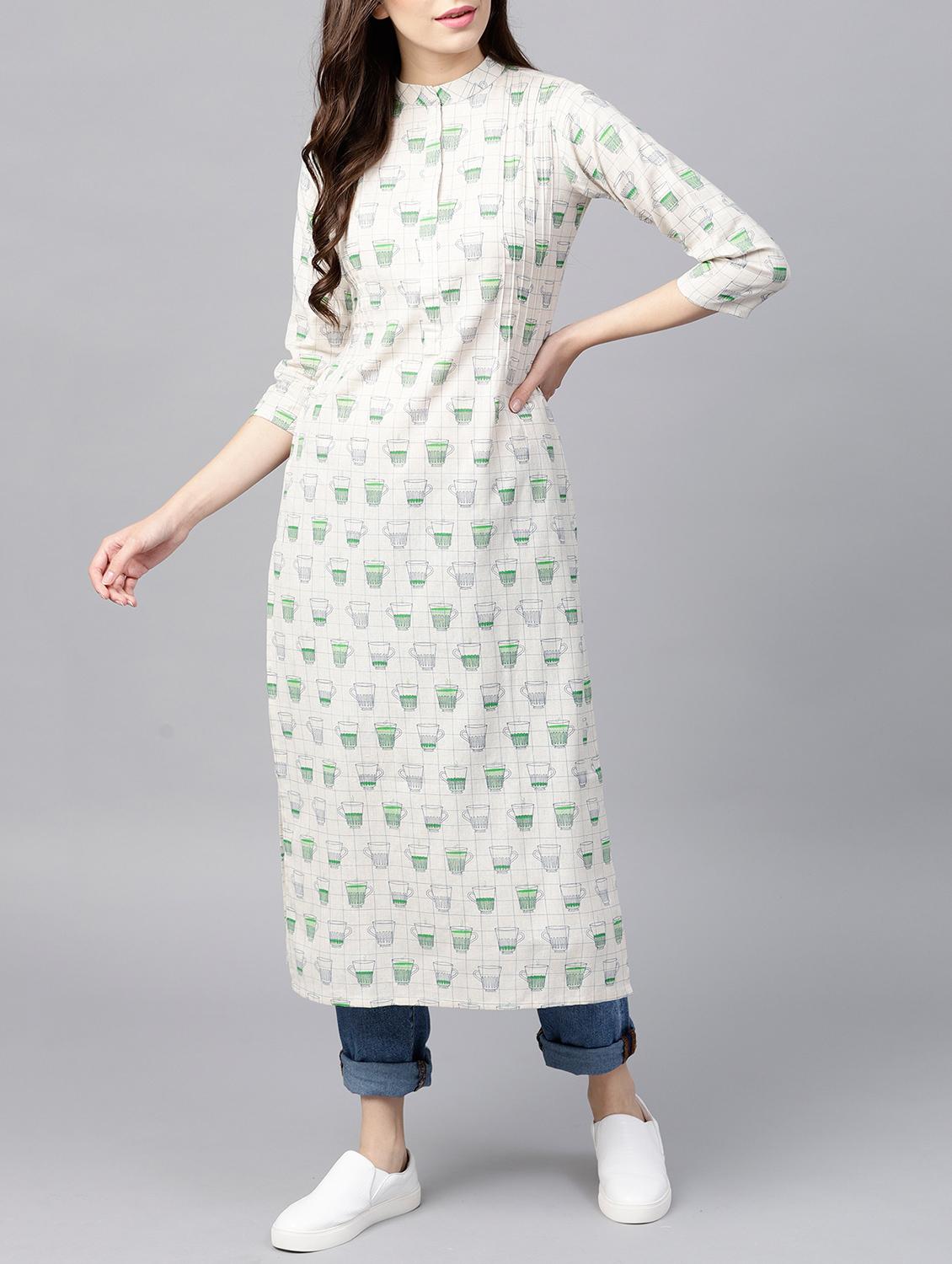 Pintucks straight quirky kurta - 15413452 - Zoom Image - 1