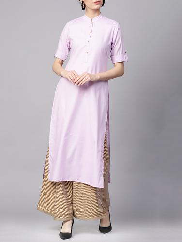 Lavender straight kurta - 15413466 - Very Small Image - 1