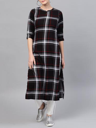 straight checkered kurta - 15413469 - Very Small Image - 1