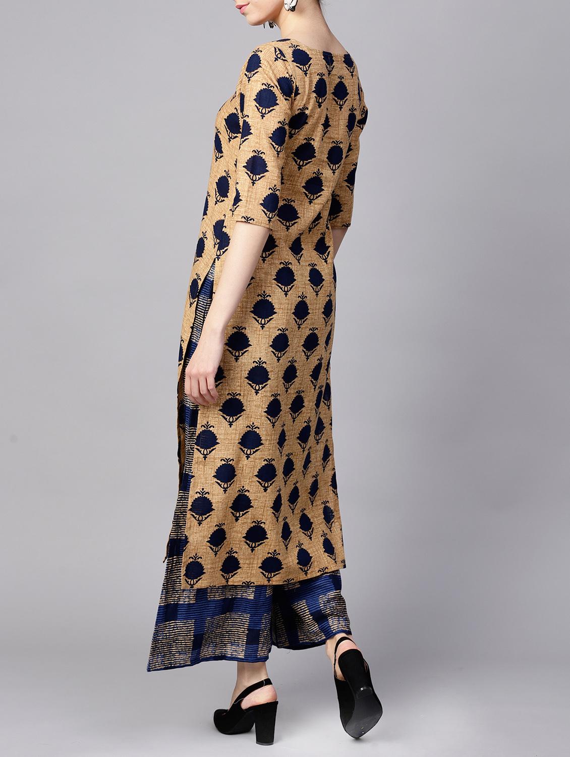 printed kurta palazzo set - 15413478 - Zoom Image - 3
