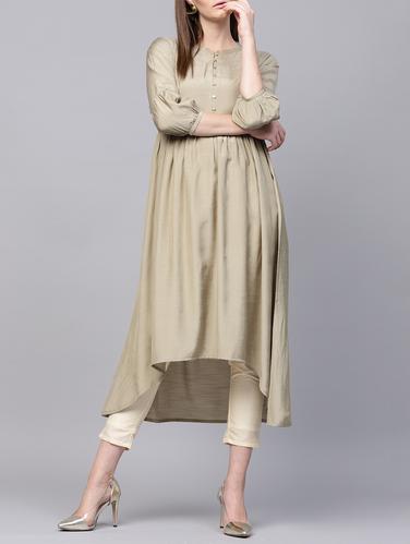 button detailed high low kurta - 15413482 - Very Small Image - 1