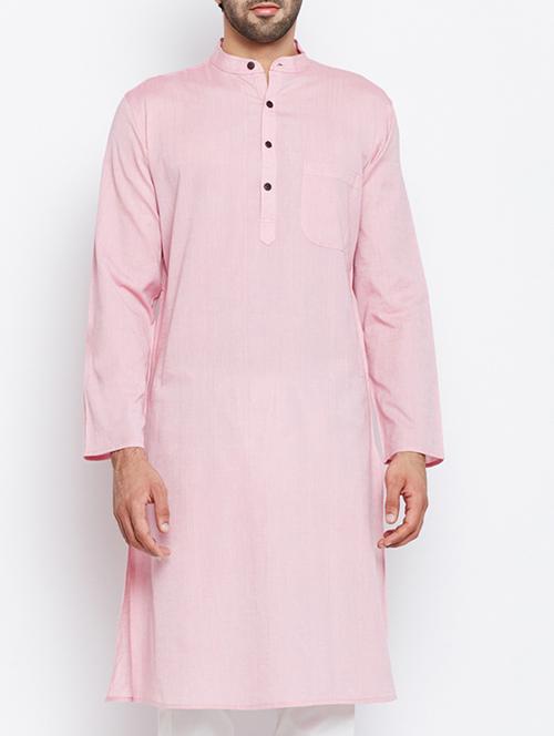 pink cotton long kurta - 15413487 - Standard Image - 1