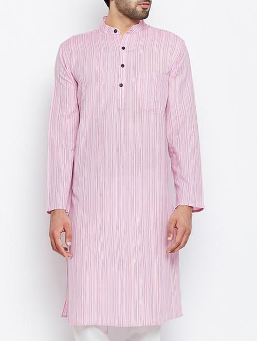 pink cotton long kurta - 15413490 - Standard Image - 1