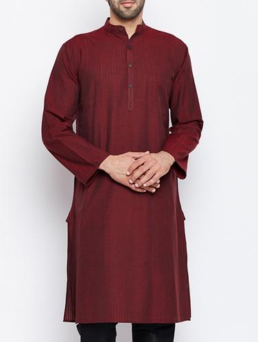 maroon cotton long kurta - 15413494 - Very Small Image - 1