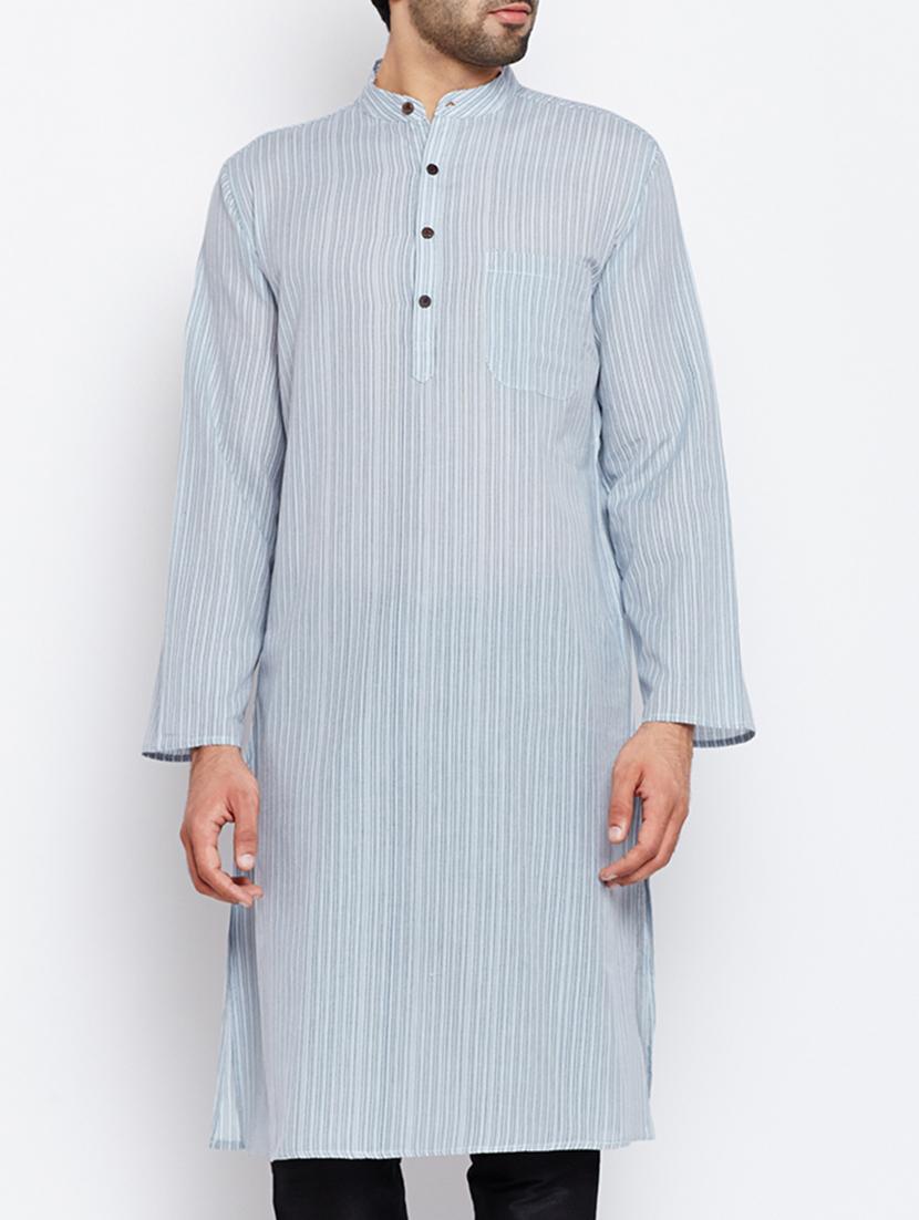 blue cotton long kurta - 15413496 - Zoom Image - 1