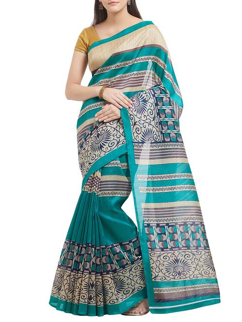 turquoise art silk bhagalpuri saree with blouse - 15413621 - Standard Image - 1